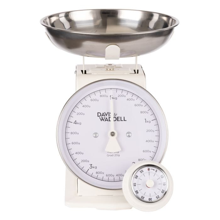 Davis & Waddell Newbury Mechanical Timer And Scale 2pcs Set Cream 21.5x14.9x20.8cm/7.3x7.3x3cm Scales The Cooks Kitchen 
