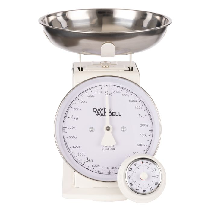 Davis & Waddell Newbury Mechanical Timer And Scale 2pcs Set Cream 21.5x14.9x20.8cm/7.3x7.3x3cm