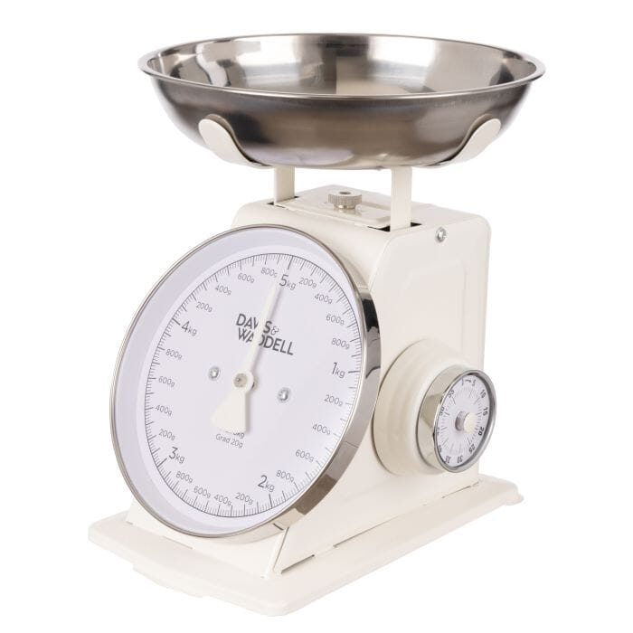 Davis & Waddell Newbury Mechanical Timer And Scale 2pcs Set Cream 21.5x14.9x20.8cm/7.3x7.3x3cm Scales The Cooks Kitchen 