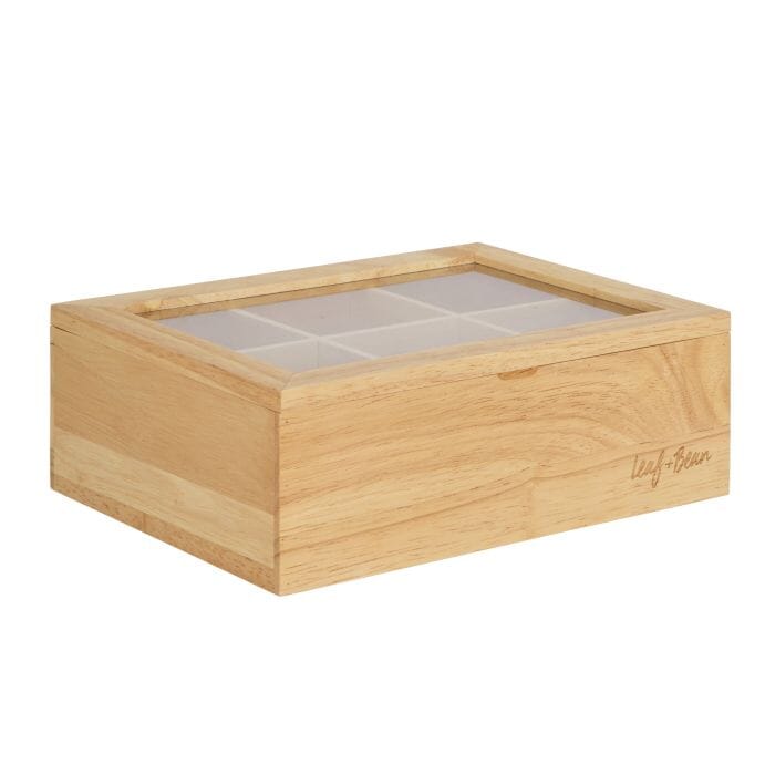 Leaf & Bean Timber Tea Box Large Natural 25x18.5x9cm Tea Storage The Cooks Kitchen 
