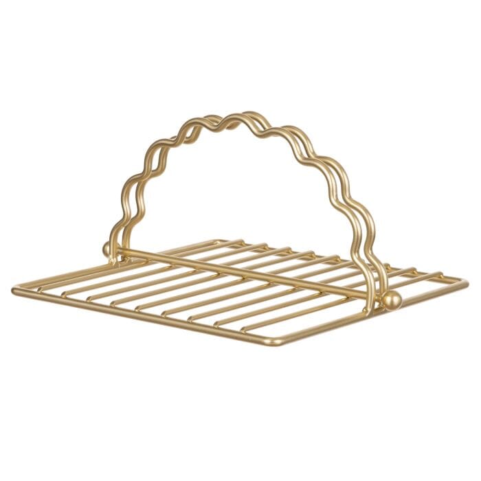 Davis & Waddell Scalloped Napkin Holder Gold 20x18x10cm Napkin Holders The Cooks Kitchen 