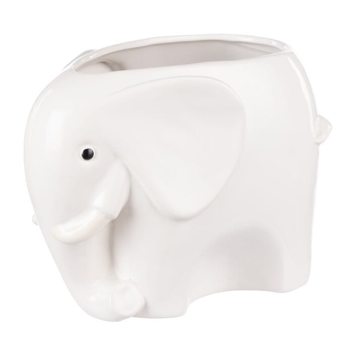 Emporium Brynlee Elephant Vase Wide White 25.4x17x18.7cm Vases & Planters The Cooks Kitchen 