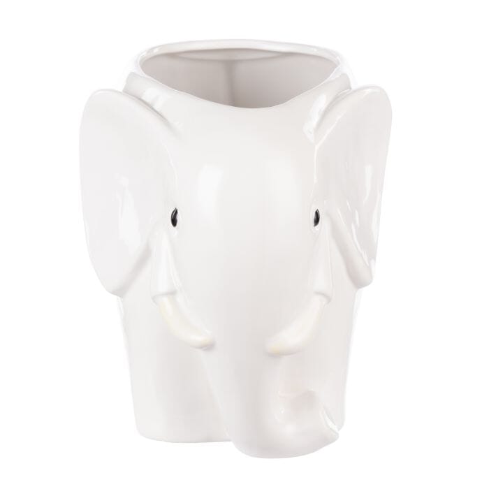 Emporium Brynlee Elephant Vase Wide White 25.4x17x18.7cm Vases & Planters The Cooks Kitchen 