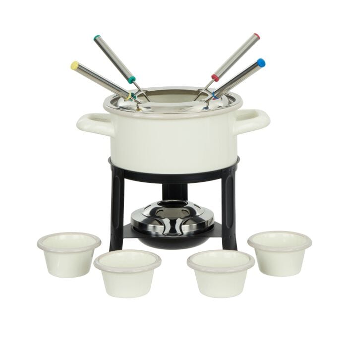 Davis & Waddell Daylesford Enamel 4 Person Fondue Set Cream 26x22x23cm Fondue & Dessert Pans The Cooks Kitchen 