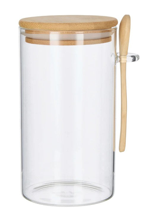 Leaf & Bean Glass Canister With Spoon Natural 800ml