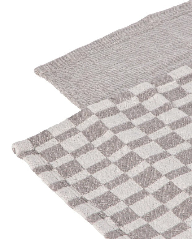 Davis & Waddell Heritage Check Cotton Tea Towel 2pcs Set - Grey