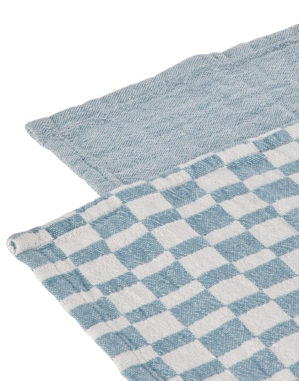 Davis & Waddell Heritage Check Cotton Teatowels 2pc Set - Blue