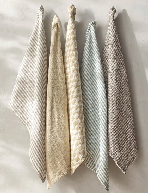 Davis & Waddell Heritage Check Cotton Tea Towels 2pc Set - Beige Tea Towels The Cooks Kitchen 