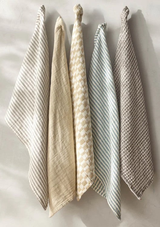 Davis & Waddell Heritage Stripe Cotton Tea Towel 2pc Set Blue