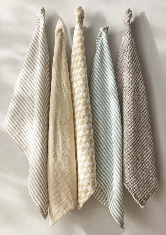 Davis & Waddell Heritage Stripe Cotton Tea Towel 2pc Set Grey