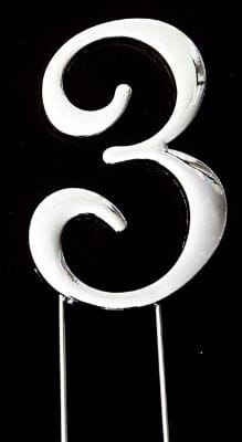 Cake & Candle - Silver Cake Topper Number 3 Number Toppers The Cooks Kitchen 