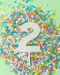 Cake & Candle - Mini Glitter Candle White - Number 2 Candles The Cooks Kitchen 