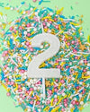 Cake & Candle - Mini Glitter Candle White - Number 2