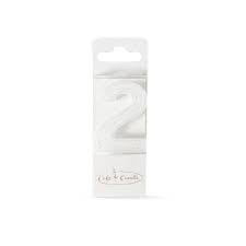 Cake & Candle - Mini Glitter Candle White - Number 2 Candles The Cooks Kitchen 