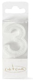 Cake & Candle - Mini Glitter Candle White - Number 3 Candles The Cooks Kitchen 