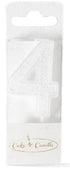 Cake & Candle - Mini Glitter Candle White - Number 4 Candles The Cooks Kitchen 