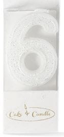 Cake & Candle - Mini Glitter Candle White - Number 6 Candles The Cooks Kitchen 
