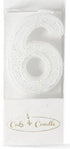Cake & Candle - Mini Glitter Candle White - Number 6 Candles The Cooks Kitchen 