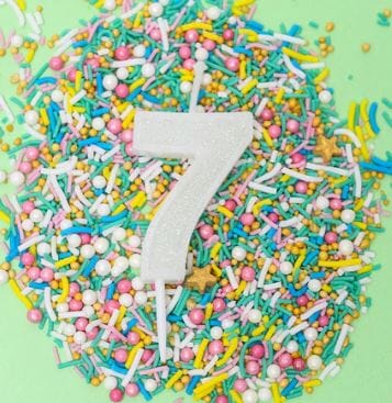 Cake & Candle - Mini Glitter Candle White - Number 7 Candles The Cooks Kitchen 