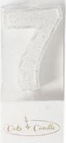 Cake & Candle - Mini Glitter Candle White - Number 7 Candles The Cooks Kitchen 