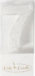 Cake & Candle - Mini Glitter Candle White - Number 7 Candles The Cooks Kitchen 