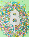 Cake & Candle - Mini Glitter Candle White - Number 8