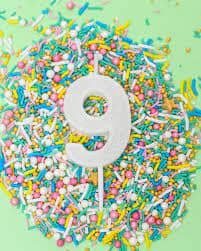 Cake & Candle - Mini Glitter Candle White - Number 9 Candles The Cooks Kitchen 