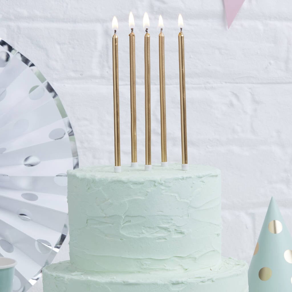 Bake Group 12cm Tall Cake Candles Gold (pack Of 12) Candles The Cooks Kitchen Mandurah 