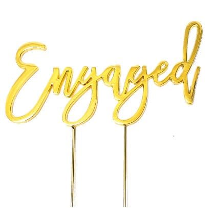 Cake & Candle Metal Cake Topper Gold - Engaged Cake Toppers The Cooks Kitchen 