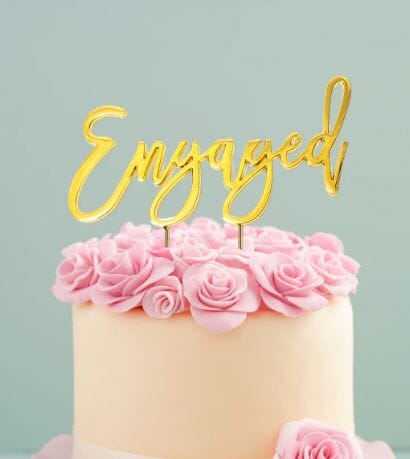Cake & Candle Metal Cake Topper Gold - Engaged Cake Toppers The Cooks Kitchen 