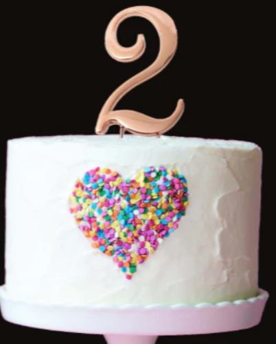 Sugar Crafty Rose Gold Cake Topper - Number 2