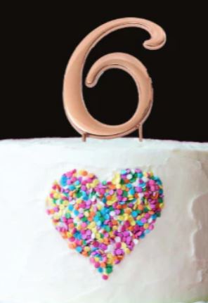Sugar Crafty Rose Gold Cake Topper - Number 6