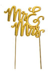 Cake & Candle Gold Plated Cake Topper - Mr & Mrs