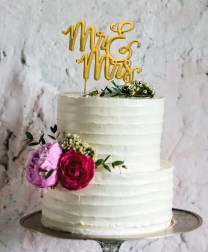 Cake & Candle Gold Plated Cake Topper - Mr & Mrs Cake Toppers The Cooks Kitchen 