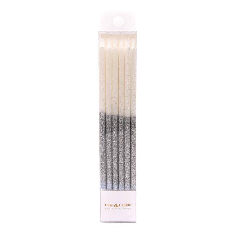 Cake & Candle 15cm Glitter Candle - Silver Candles The Cooks Kitchen 