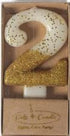 Cake & Candle 8cm Gold Glitter Dipped Candle - Number 2 Candles The Cooks Kitchen 