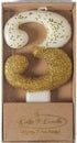 Cake & Candle 8cm Gold Glitter Dipped Candle - Number 3 Candles The Cooks Kitchen 