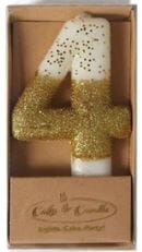 Cake & Candle 8cm Gold Glitter Dipped Candle - Number 4 Candles The Cooks Kitchen 