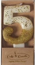 Cake & Candle 8cm Gold Glitter Dipped Candle - Number 5 Candles The Cooks Kitchen 