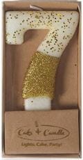 Cake & Candle 8cm Gold Glitter Dipped Candle - Number 7 Candles The Cooks Kitchen 
