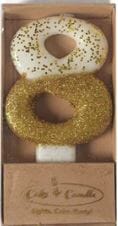 Cake & Candle 8cm Gold Glitter Dipped Candle - Number 8 Candles The Cooks Kitchen 