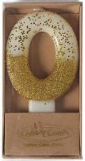 Cake & Candle 8cm Gold Glitter Dipped Candle - Number 0 Candles The Cooks Kitchen 