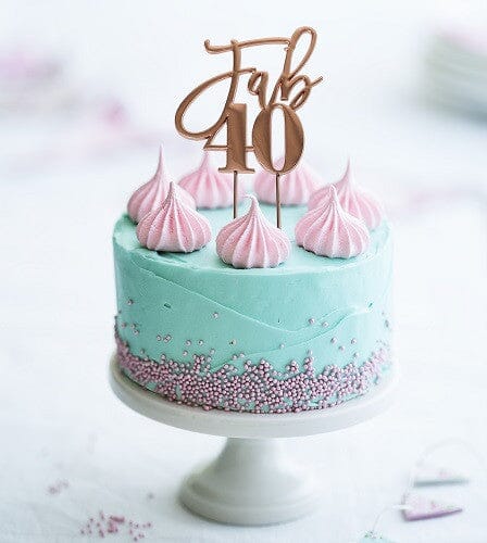 Sugar Crafty Rose Gold Plated Cake Topper - Fab 40 Cake Toppers The Cooks Kitchen Mandurah 