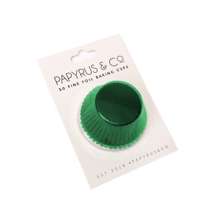 Papyrus & Co 50 Fine Foil Baking Cups - Green 50mm Boards & Boxes & Packaging The Cooks Kitchen 