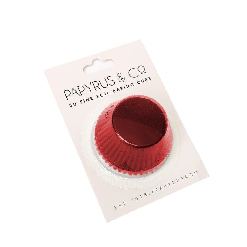 Papyrus & Co 50 Fine Foil Baking Cups - Red 50mm Boards & Boxes & Packaging The Cooks Kitchen 