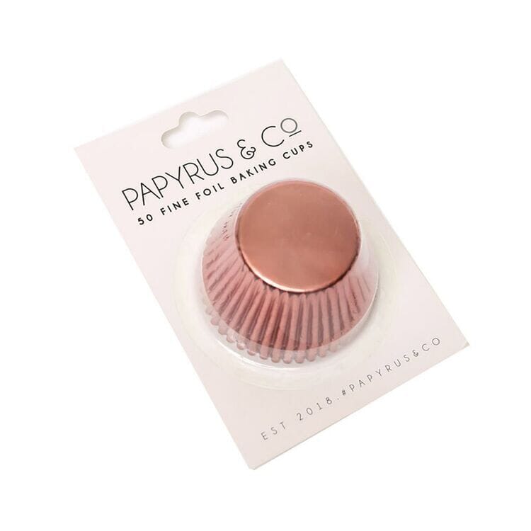 Papyrus & Co - 50 Foil Baking Cups - Rose Gold - 480mm Boards & Boxes & Packaging The Cooks Kitchen 