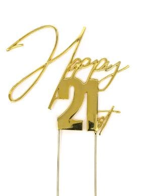 Cake & Candle Topper - Happy 21st Gold Cake Toppers The Cooks Kitchen Mandurah 