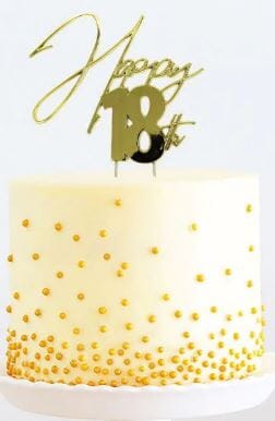 Cake & Candle Topper - Happy 18th Gold Cake Toppers The Cooks Kitchen 
