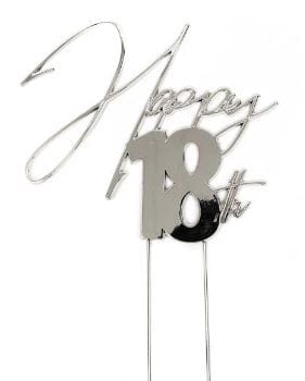 Cake & Candle Topper - Happy 18th Silver Cake Toppers The Cooks Kitchen 