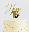 Cake & Candle Topper - Happy 16th Gold